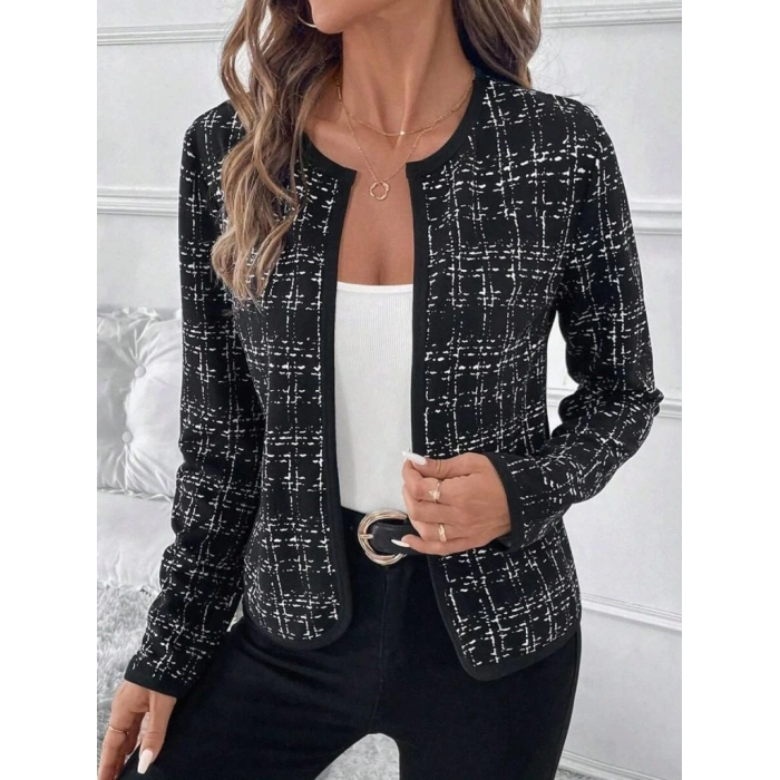 Kadın Uzun Kollu önü Açık şanel Kısa Ceket