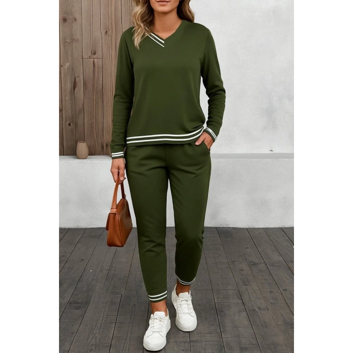 Kadın Uzun Kollu Ribana Detay Viskon Iki Iplik Ikili Takım