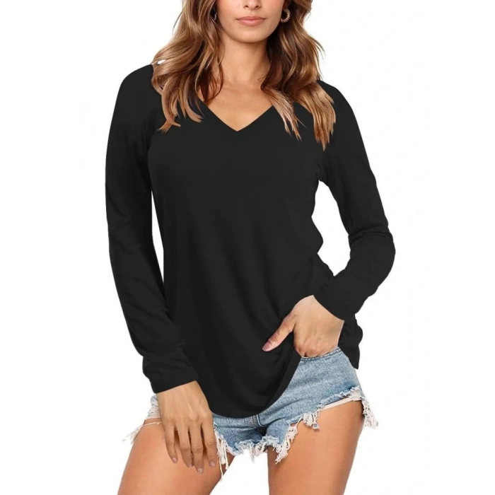 Kadın Uzun Kollu V Yaka Bluz
