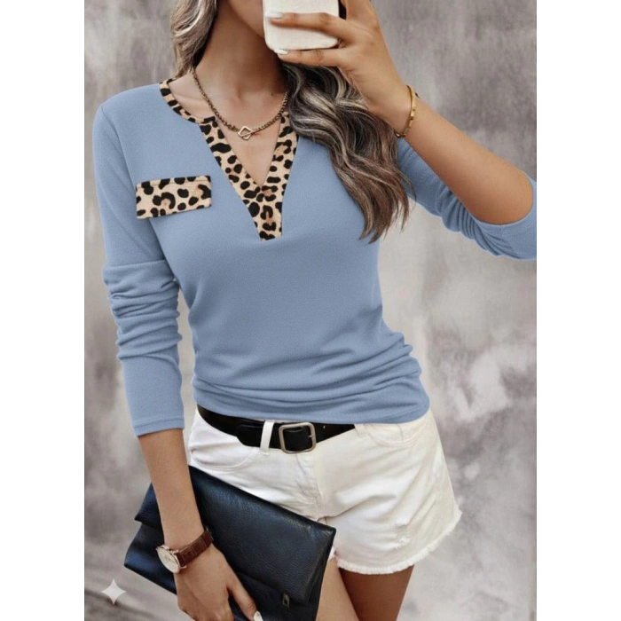 Kadın Uzun Kollu V Yakalı Kaşkorse Bluz