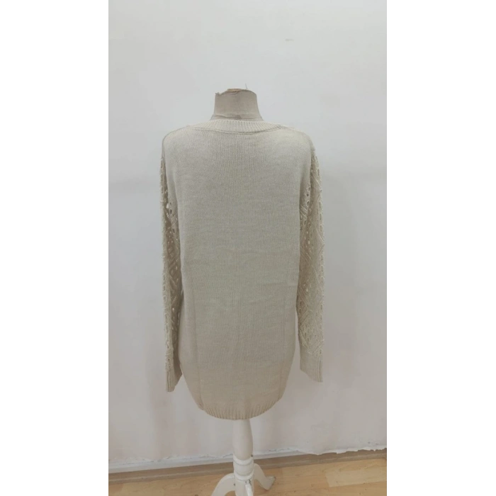 Kadın Uzun Kollu V Yakalı Mini Triko Elbise