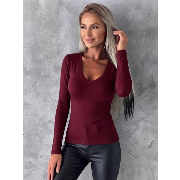 Kadın Uzun Kollu V Yakalı Viskon Bluz
