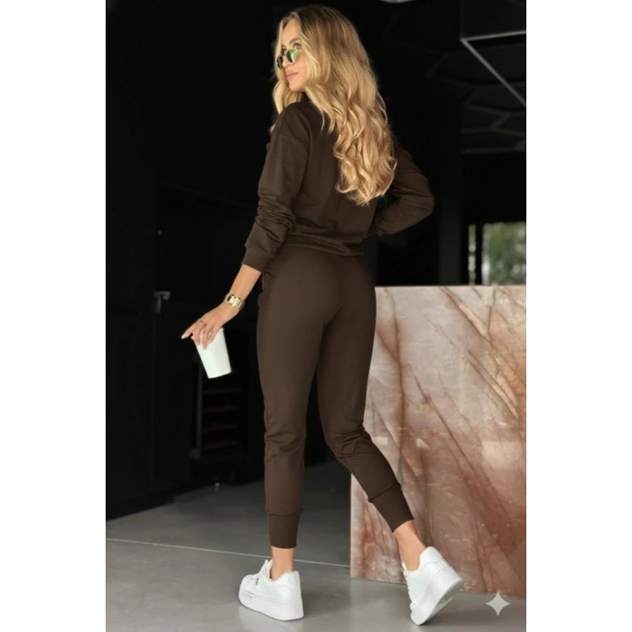 Kadın Uzun Kollu V Yakalı Viskon Iki Iplik Bluz Ve Pantolon Ikili Takım