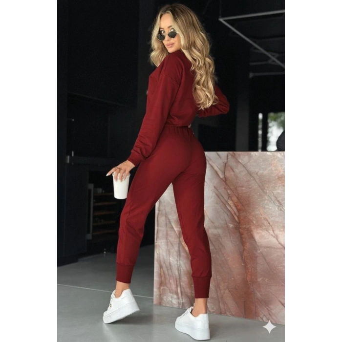 Kadın Uzun Kollu V Yakalı Viskon Iki Iplik Bluz Ve Pantolon Ikili Takım