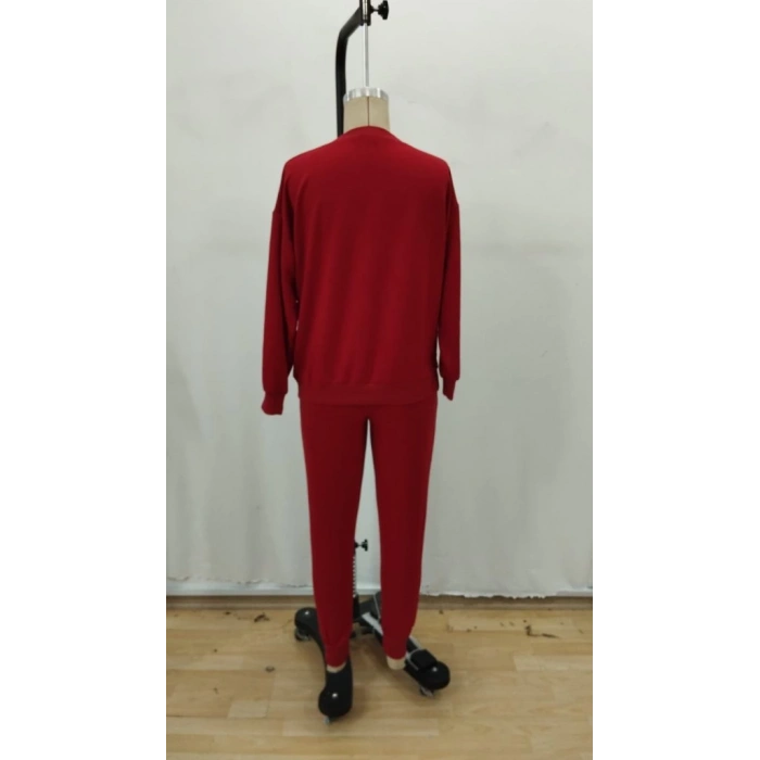 Kadın Uzun Kollu V Yakalı Viskon Iki Iplik Bluz Ve Pantolon Ikili Takım