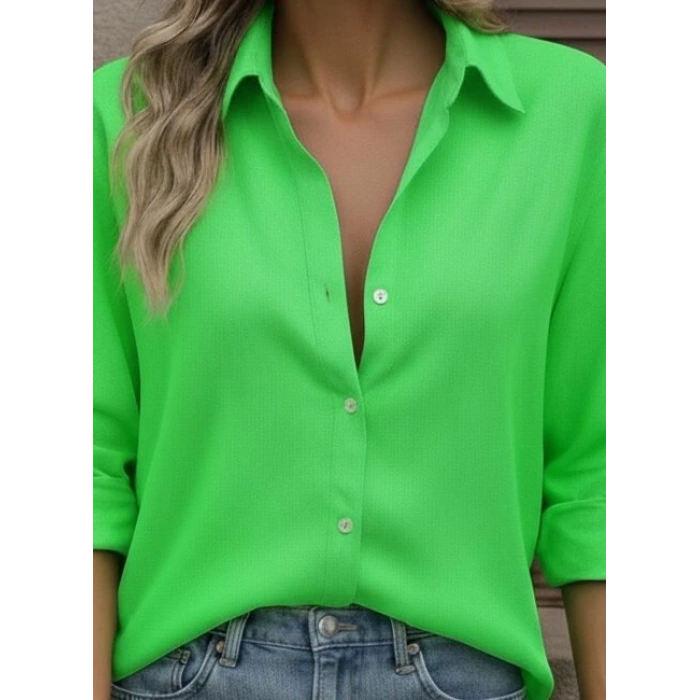 Kadın Uzun Kollu Yakalı önden Düğmeli Gömlek