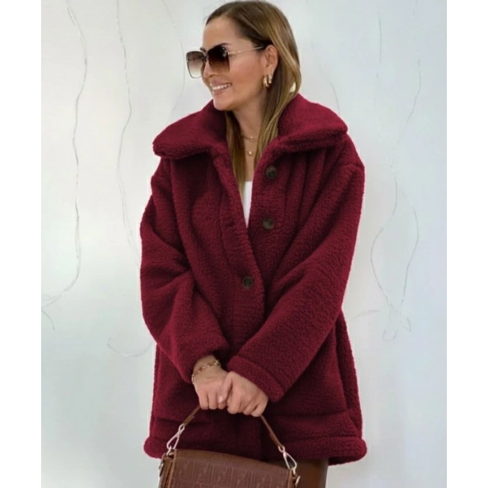 Kadın Uzun Kollu Yakalı önden Düğmeli Welsoft Kaban