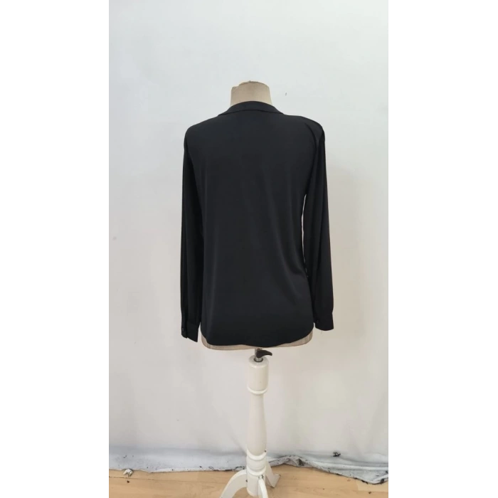 Kadın Uzun Kollu Yakalı Yakadan Bağcıklı Düğmeli Sandy Bluz