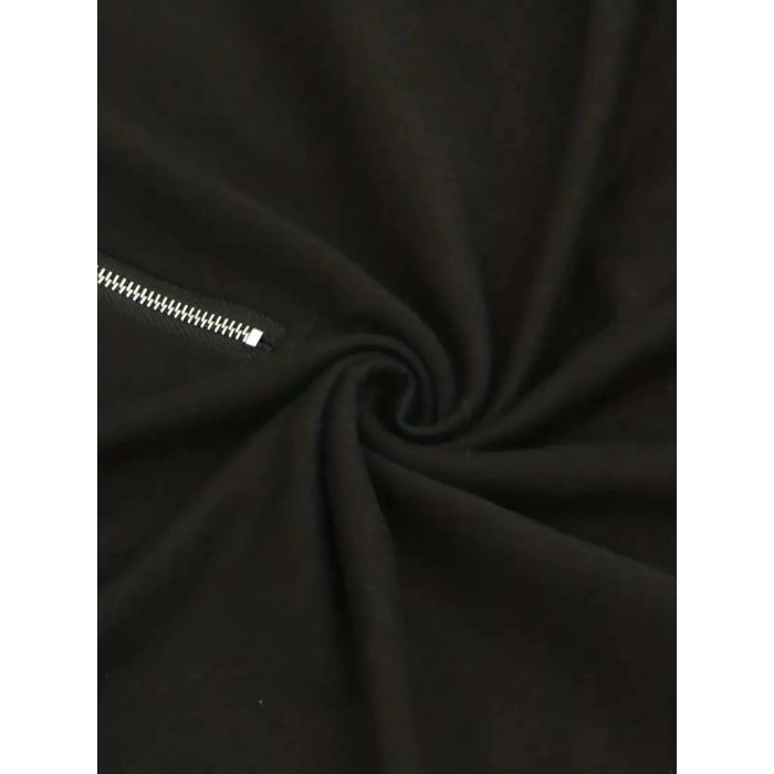 Kadın Uzun Kollu Yakası Açık Fermuarlı Viskon Bluz