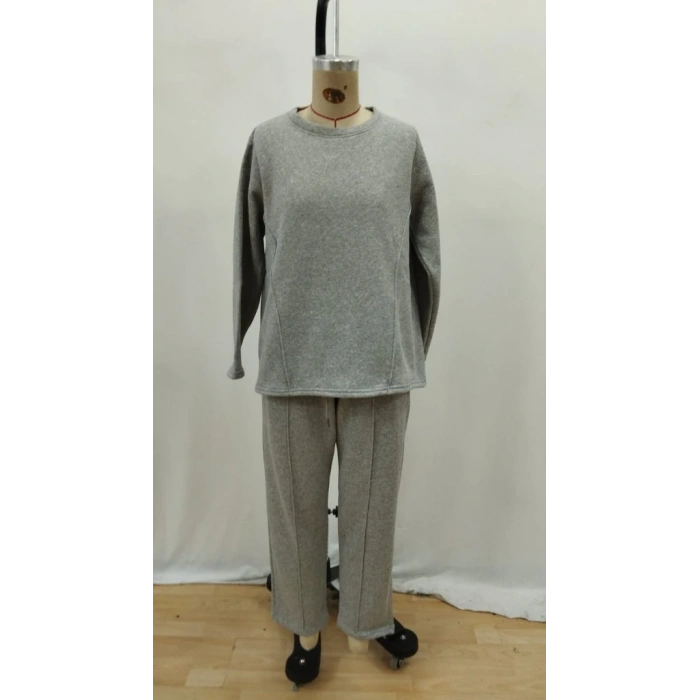 Kadın Uzun Kollu Yanları Nervurlu Viskon Iki Iplik Ve Pantolon Ikili Takım