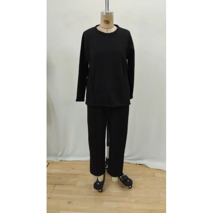 Kadın Uzun Kollu Yanları Nervurlu Viskon Iki Iplik Ve Pantolon Ikili Takım