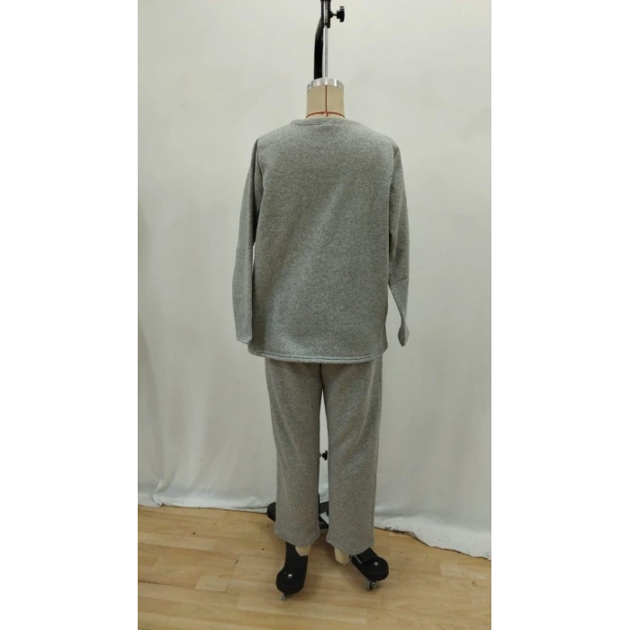 Kadın Uzun Kollu Yanları Nervurlu Viskon Iki Iplik Ve Pantolon Ikili Takım