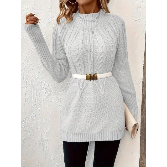 Kadın Uzun Kollu Yarı Balıkçı Yaka Triko Bluz