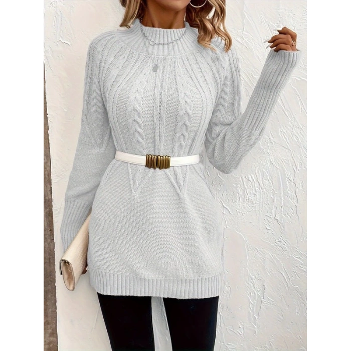 Kadın Uzun Kollu Yarı Balıkçı Yaka Triko Bluz