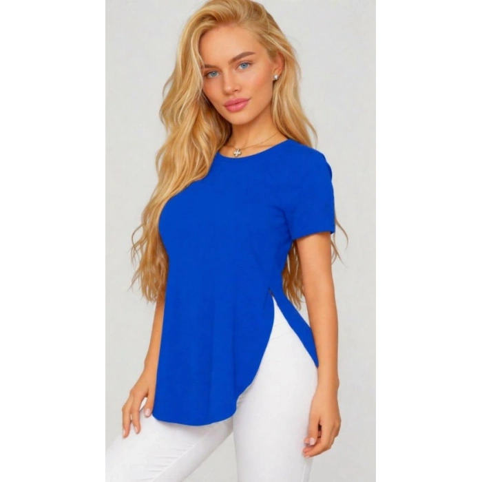 Kadın Yırtmaç Detaylı Viskon Kumaş Bluz