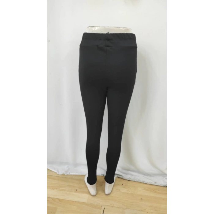 Kadın Yüksek Bel Cepli Düğmeli şardonlu Dalgıç Tayt Pantolon