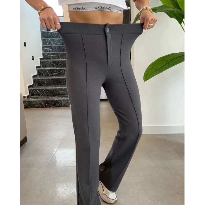 Kadın Yüksek Bel Full Likralı Krep Kumaş Pantolon