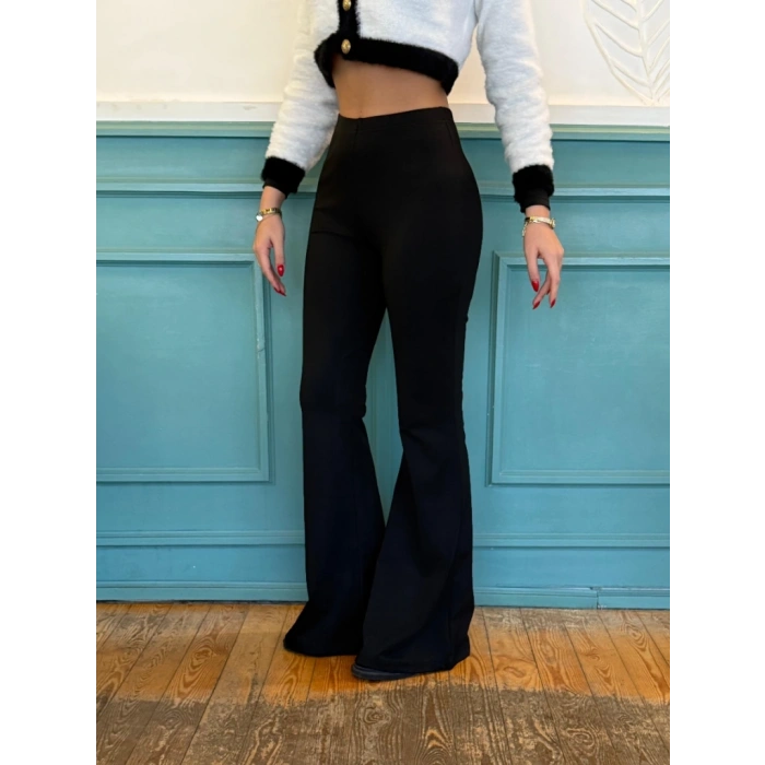 Kadın Yüksek Bel Ispanyol Paça Dalgıç Pantolon