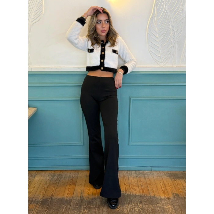 Kadın Yüksek Bel Ispanyol Paça Dalgıç Pantolon