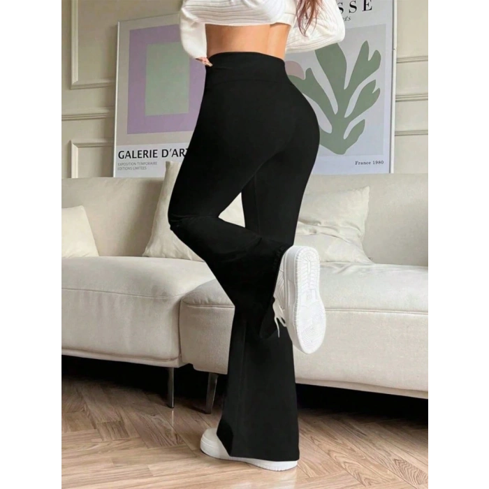 Kadın Yüksek Bel Ispanyol Paçalı Pantolon Tayt