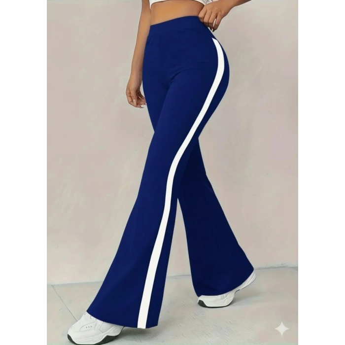 Kadın Yüksek Bel İspanyol Paçalı Yanlardan şerit Detaylı Dalgıç Tayt Pantolon