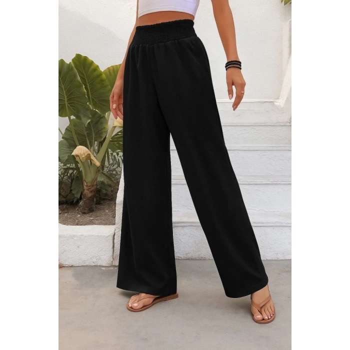 Kadın Yüksek Bel Lastikli Ithal Krep Pantolon