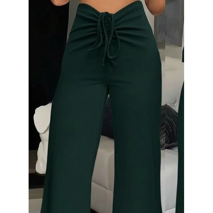 Kadın Yüksek Bel önden Büzgülü Ispanyol Ithal Krep Pantolon