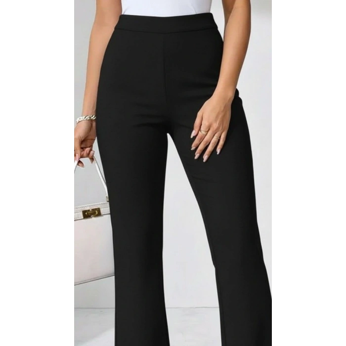 Kadın Yüksek Bel Paçaya Doğru Geniş Dalgıç Pantolon