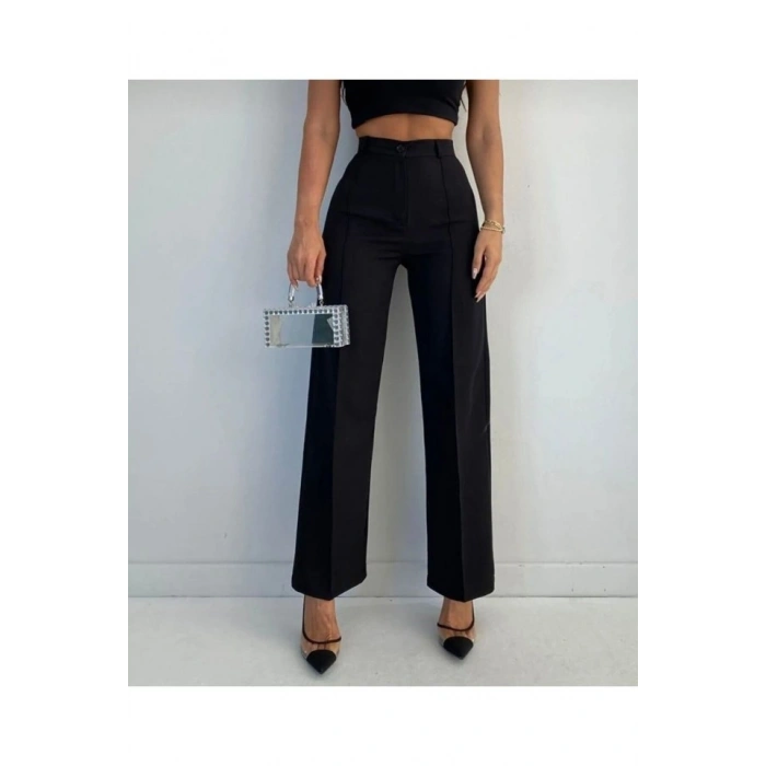 Kadın Yüksek Bel Pileli Palazzo Pantolon