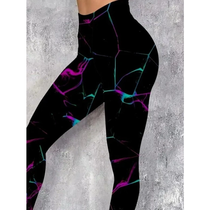 Kadın Yüksek Bel Renk Detaylı Dalgıç Tayt