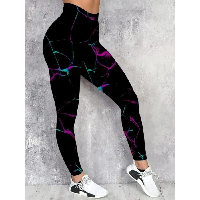 Kadın Yüksek Bel Renk Detaylı Dalgıç Tayt