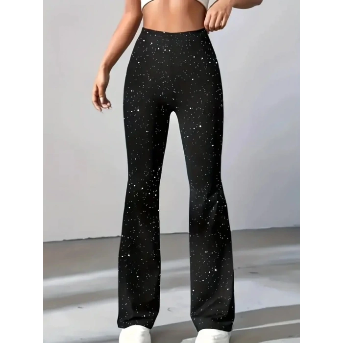 Kadın Yüksek Bel Taşlı Dalgıç Tayt