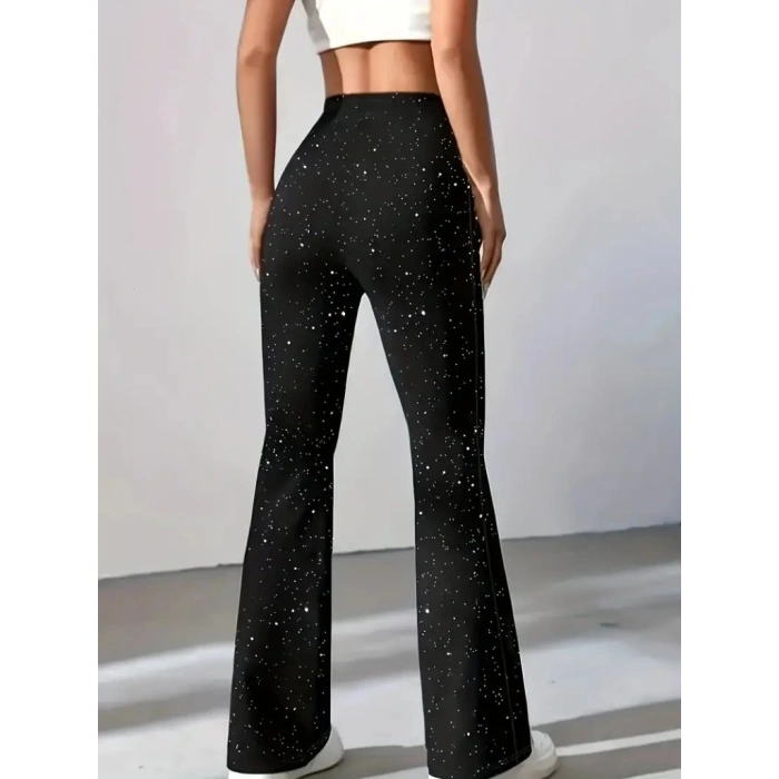 Kadın Yüksek Bel Taşlı Dalgıç Tayt