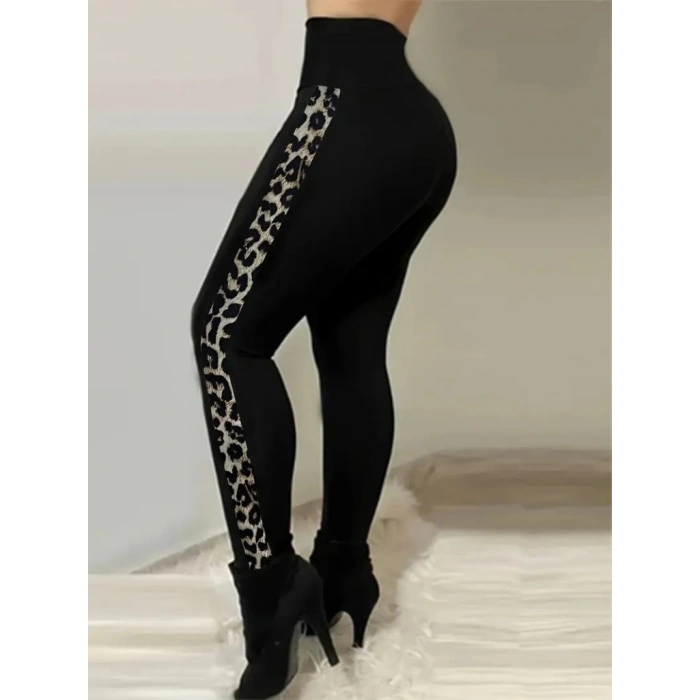 Kadın Yüksek Bel Yan şerit Detaylı Dalgıç Tayt