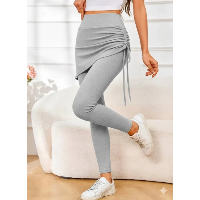 Kadın Yüksek Bel Yandan Büzgülü Alttan Uzun Kaşkorse Tayt Etek