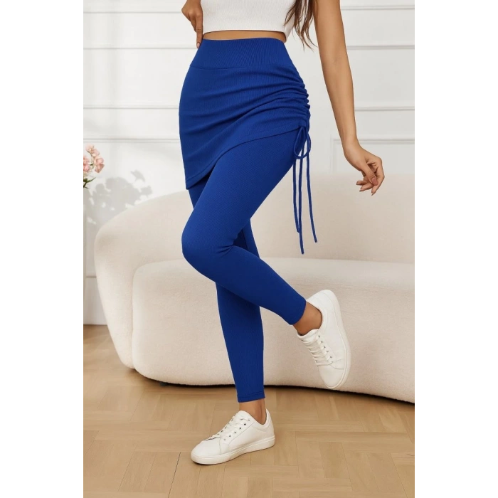 Kadın Yüksek Bel Yandan Büzgülü Alttan Uzun Kaşkorse Tayt Etek