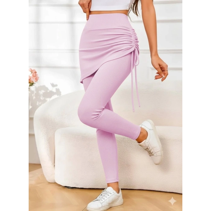 Kadın Yüksek Bel Yandan Büzgülü Alttan Uzun Kaşkorse Tayt Etek