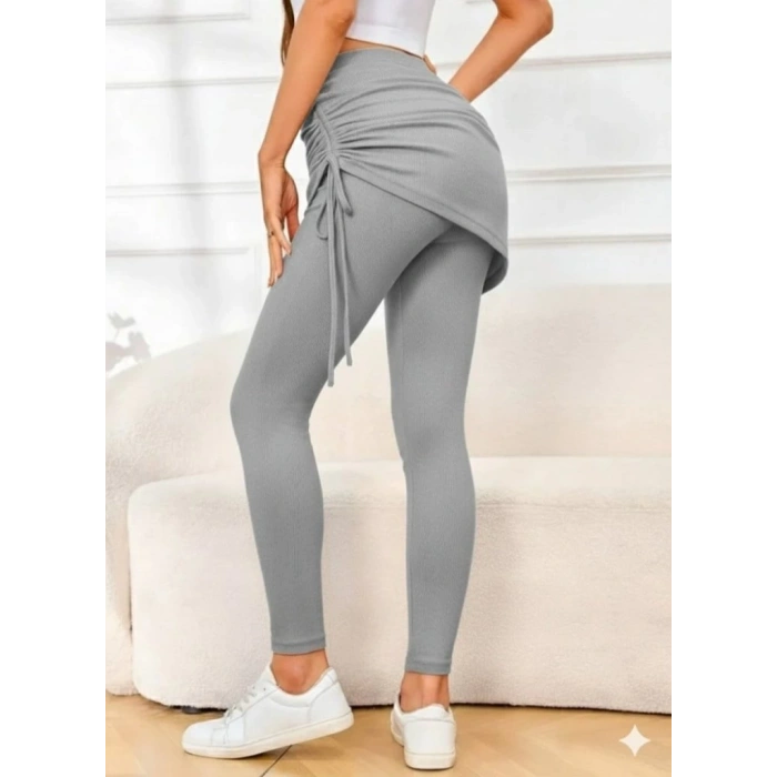 Kadın Yüksek Bel Yandan Büzgülü Alttan Uzun Kaşkorse Tayt Etek