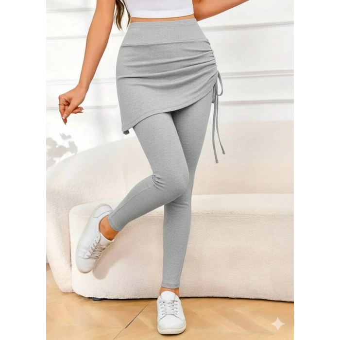 Kadın Yüksek Bel Yandan Büzgülü Alttan Uzun Kaşkorse Tayt Etek