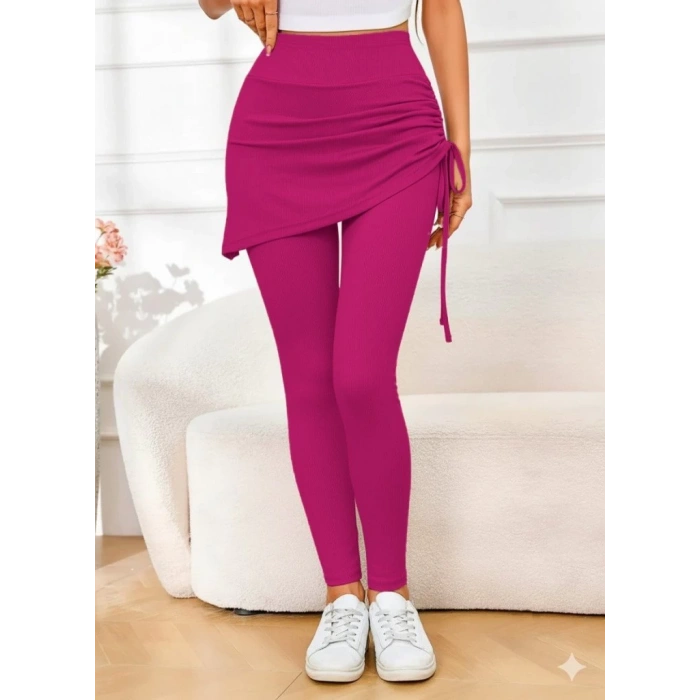 Kadın Yüksek Bel Yandan Büzgülü Alttan Uzun Kaşkorse Tayt Etek