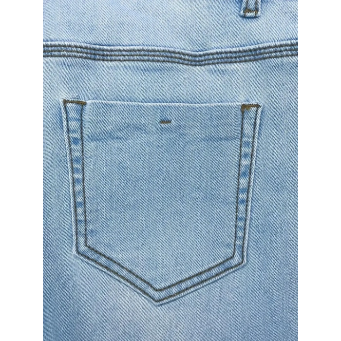 Kadın Yüksek Belli önden Düğmeli Yırtık Detaylı Kot Pantolon