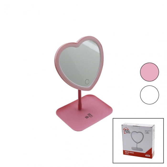 KALPLİ 7 İNÇ LEDLİ - USB ŞARJLI MAKYAJ AYNASI 90 DERECEAYARLI TAKILIKLI AYAK RENKLİ PLS. (4940)