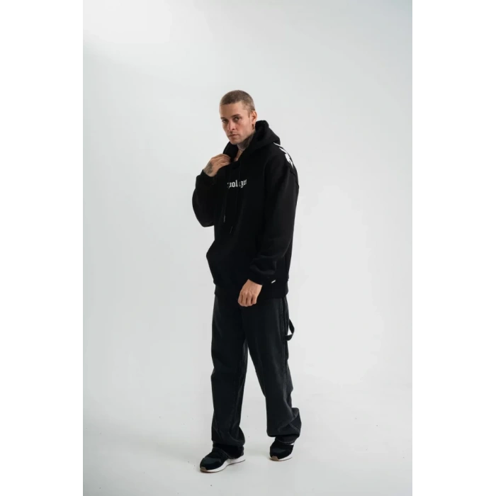 Kapşonlu Double Oversize Dijital Patchli SweatShirt - Siyah