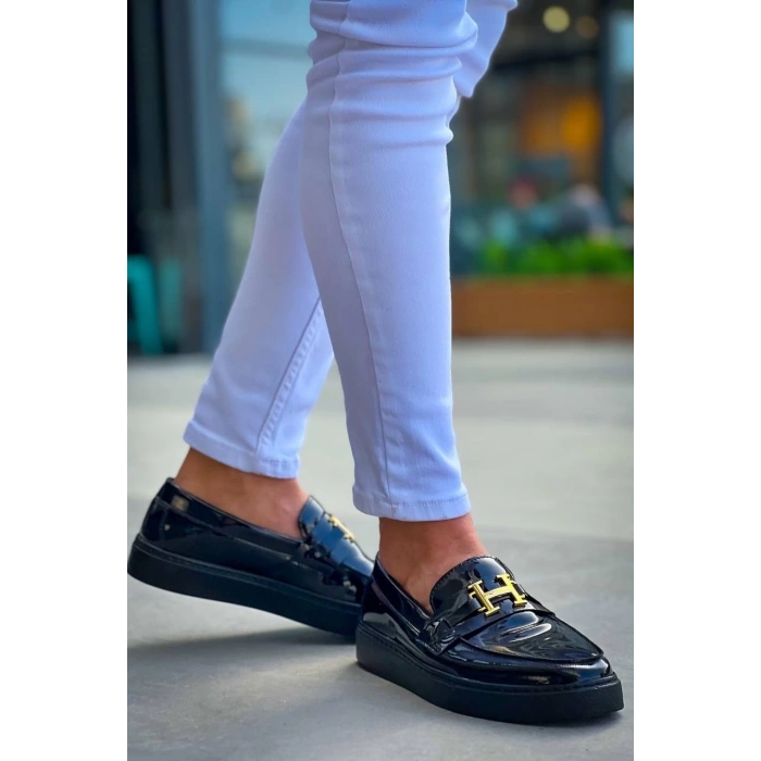 KB-027  Kuback  Bağcıksız Kömür Rugan H Günlük Erkek Ayakkabı