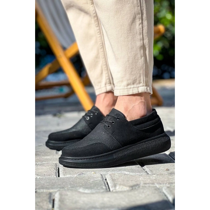 KB-042  Kuback Bağcıklı  Siyah Deri Tozu Siyah Taban Günlük Erkek Ayakkabı