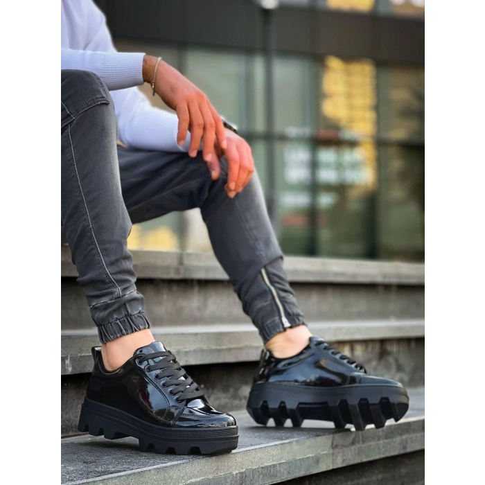 KB-056 Kuback Siyah Rugan Siyah Yüksek Taban Günlük Spor Ayakkabı