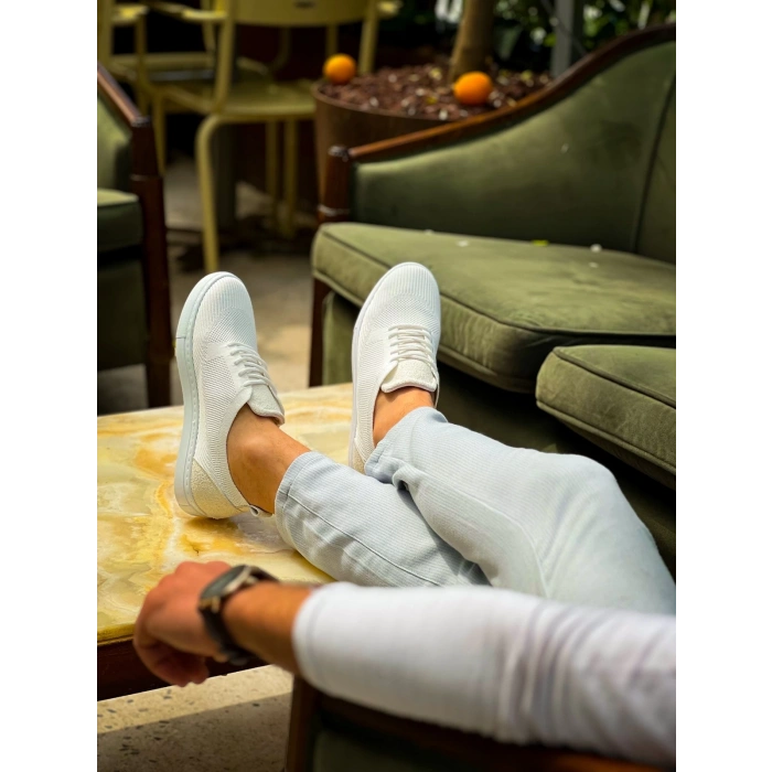 KB-101 Kuback Beyaz Triko Bağcıklı Günlük Erkek Ayakkabı