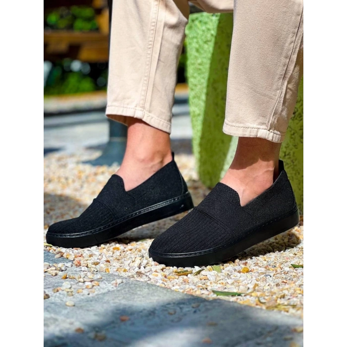 KB-114  Kuback Siyah Triko Siyah  Yüksek Taban Bağcıksız Günlük Erkek Ayakkabı