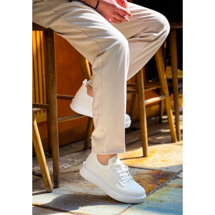 KB-116 Kuback Beyaz Bağcıklı Triko Günlük Erkek Ayakkabı