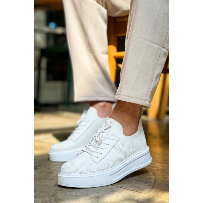 KB-116 Kuback Beyaz Bağcıklı Triko Günlük Erkek Ayakkabı